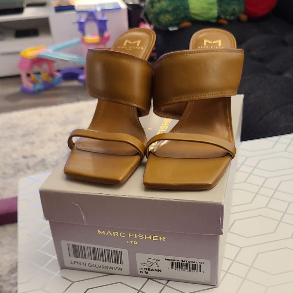 Marc Fisher Tan Block Heel Sandals
